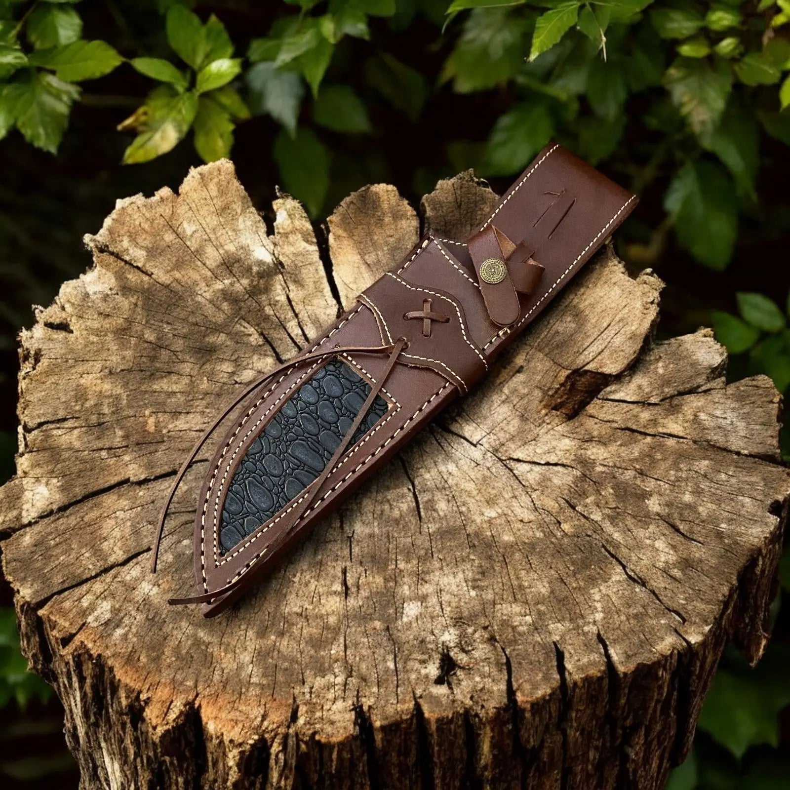 Custom Handmade Bowie Knife - 14" Damascus Steel Blade, Rosewood & Bone Handle Damascus Knife Store