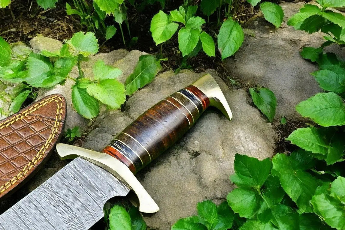 Custom Handmade Bowie Knife - 15" Damascus Steel Blade, Rosewood Handle Damascus Knife Store