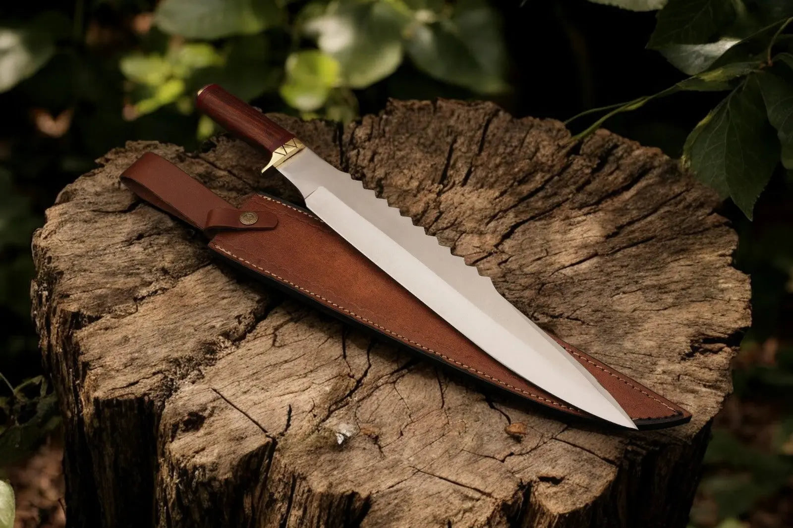 Custom Handmade Bowie Knife - 18" D2 Steel Blade, Rosewood Handle by Damascus Knife Store, Damascus knife main product photo