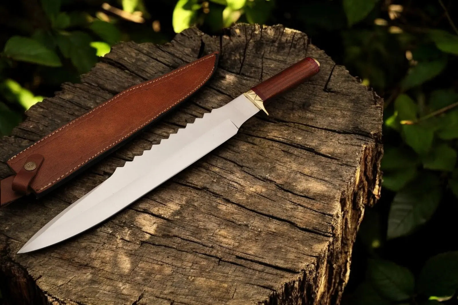 Custom Handmade Bowie Knife - 18" D2 Steel Blade, Rosewood Handle by Damascus Knife Store, Damascus knife detail photo 2