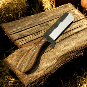 Custom Handmade Bull Cutter Knife – 1095 Forged Steel by Damascus Knife Store, Damascus knife detail photo 3