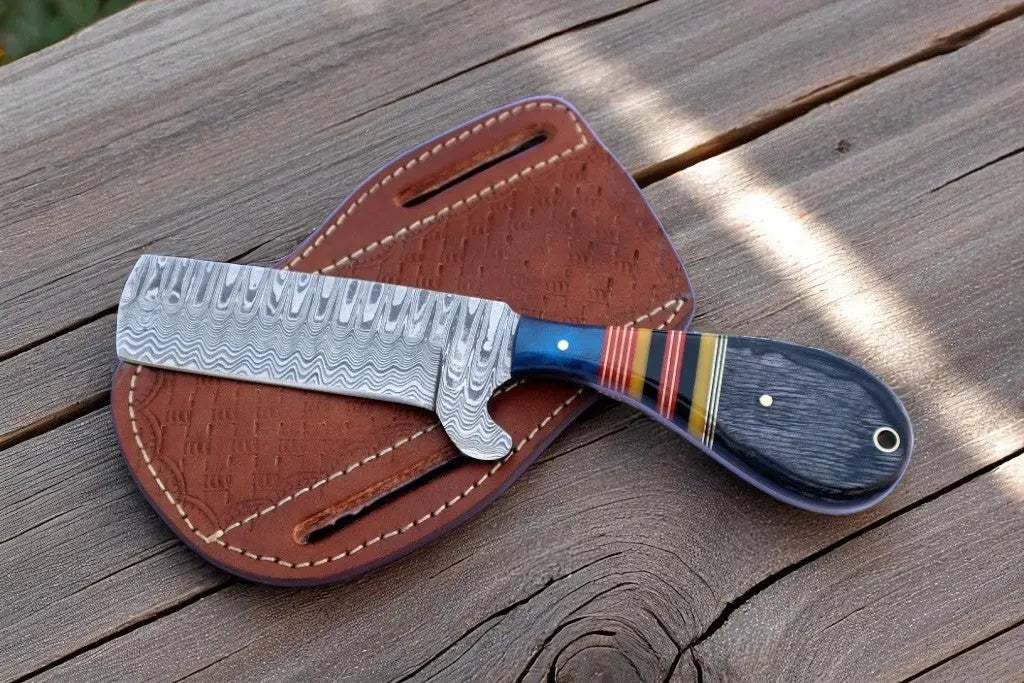 Custom Handmade Bull Cutter Knife – 8" Damascus Steel Damascus Knife Store