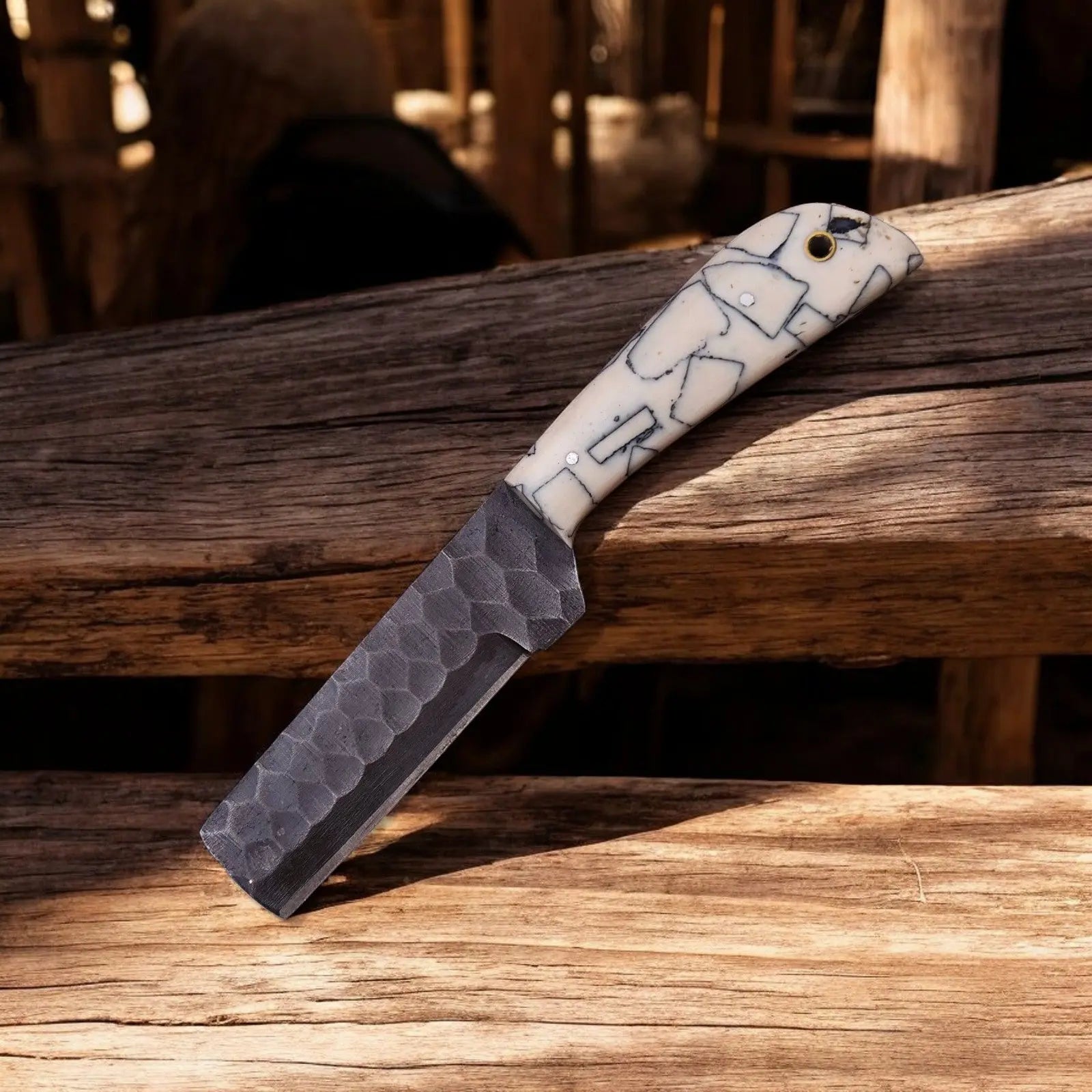 Custom Handmade Bull Cutter Knife – 8" High Carbon Steel Damascus Knife Store