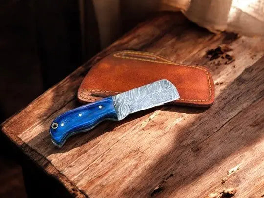 Custom Handmade Bull Cutter Knife – Damascus Steel Blade by Damascus Knife Store, Damascus knife main product photo