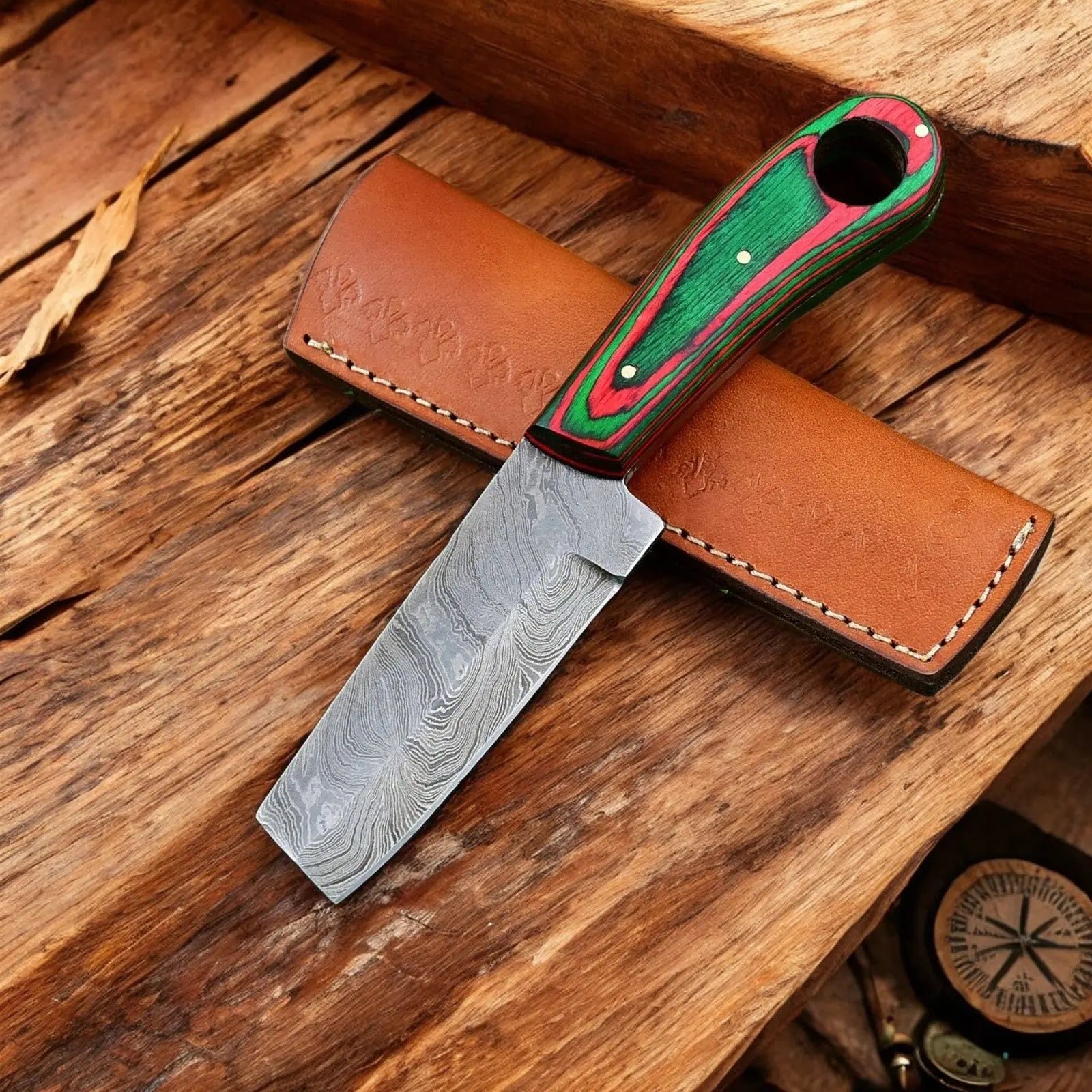Custom Handmade Bull Cutter Knife – Damascus Steel Blade by Damascus Knife Store, Damascus knife main product photo