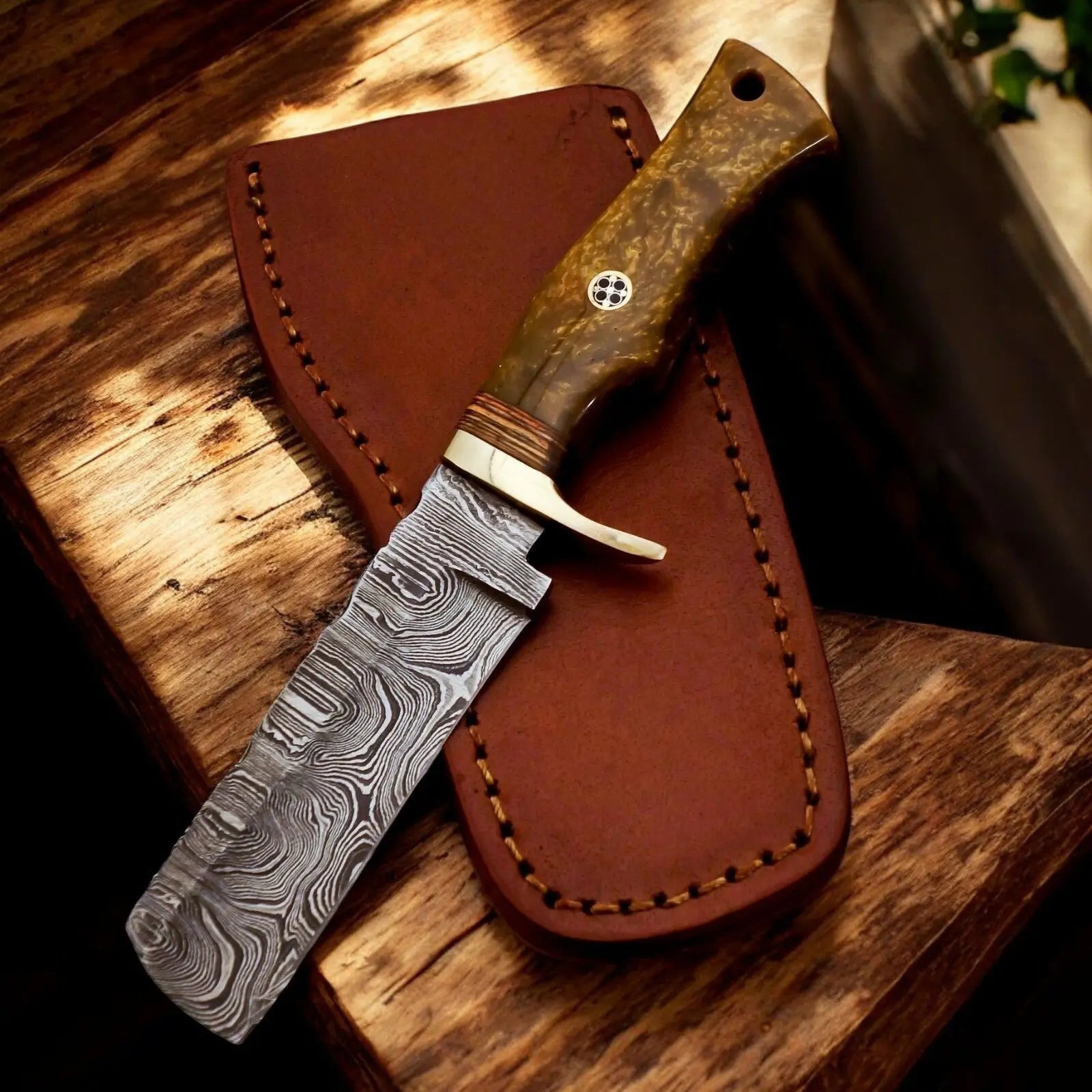 Custom Handmade Bull Cutter Knife – Damascus Steel Damascus Knife Store