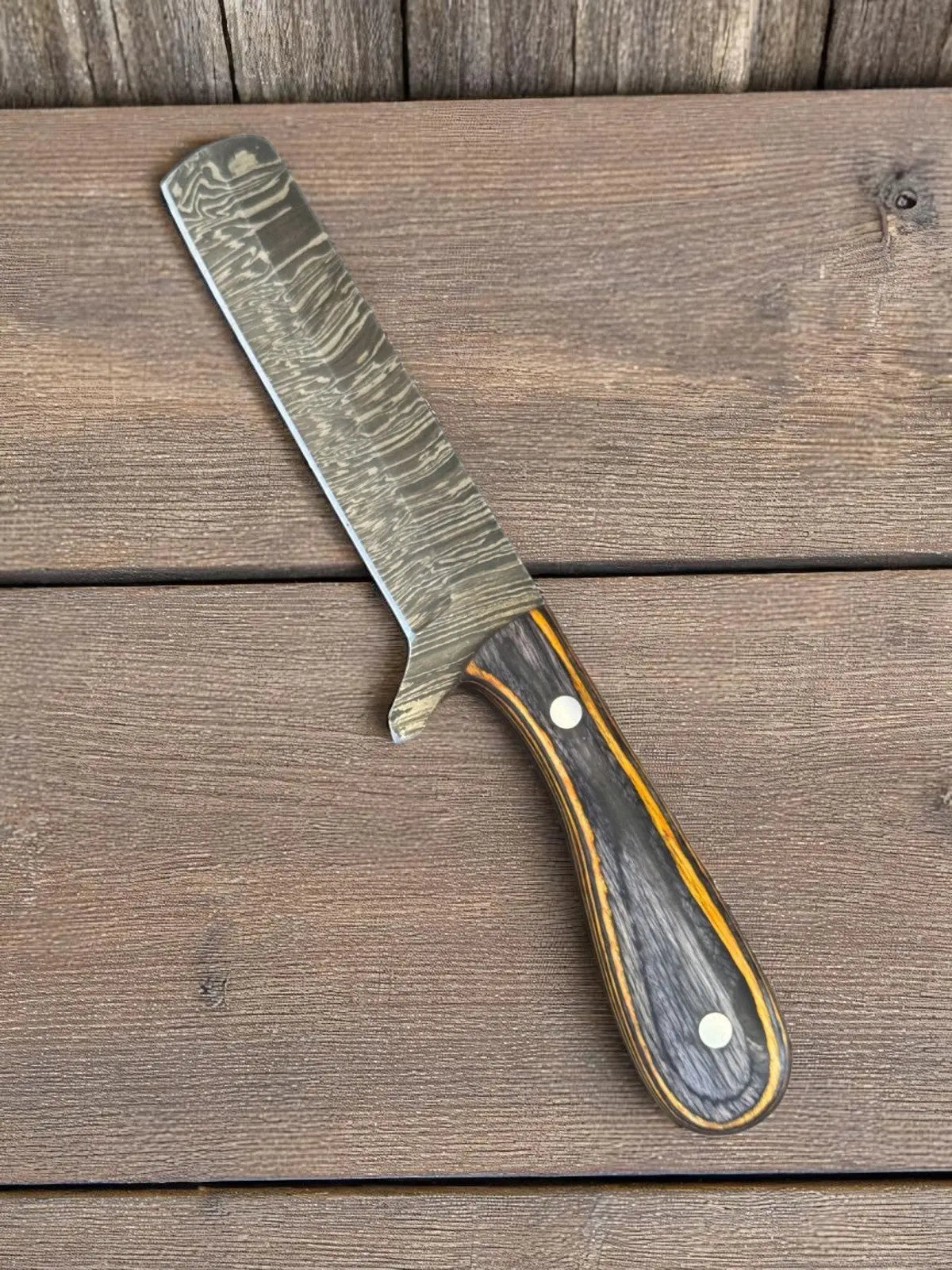 Custom Handmade Bull Cutter Knife – Damascus Steel by Damascus Knife Store, Damascus knife main product photo