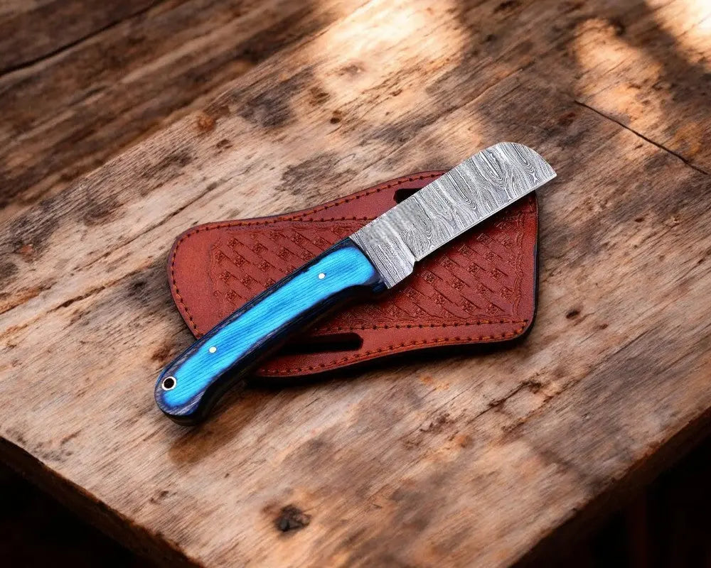 Custom Handmade Bull Cutter Knife – Damascus Steel, 8.5” Damascus Knife Store