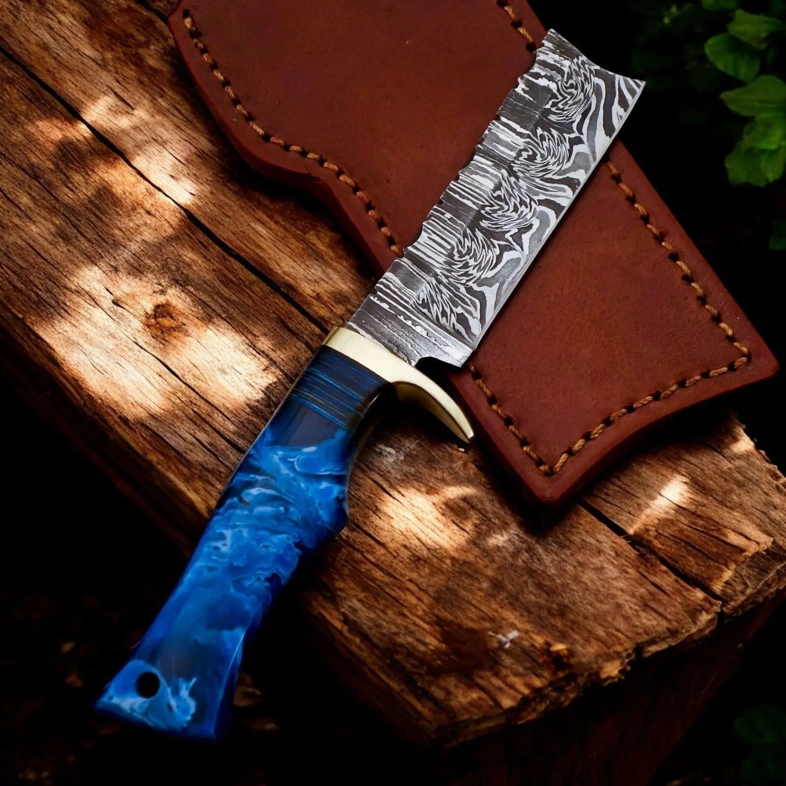 Custom Handmade Bull Cutter Knife – Damascus Steel, 8" Damascus Knife Store
