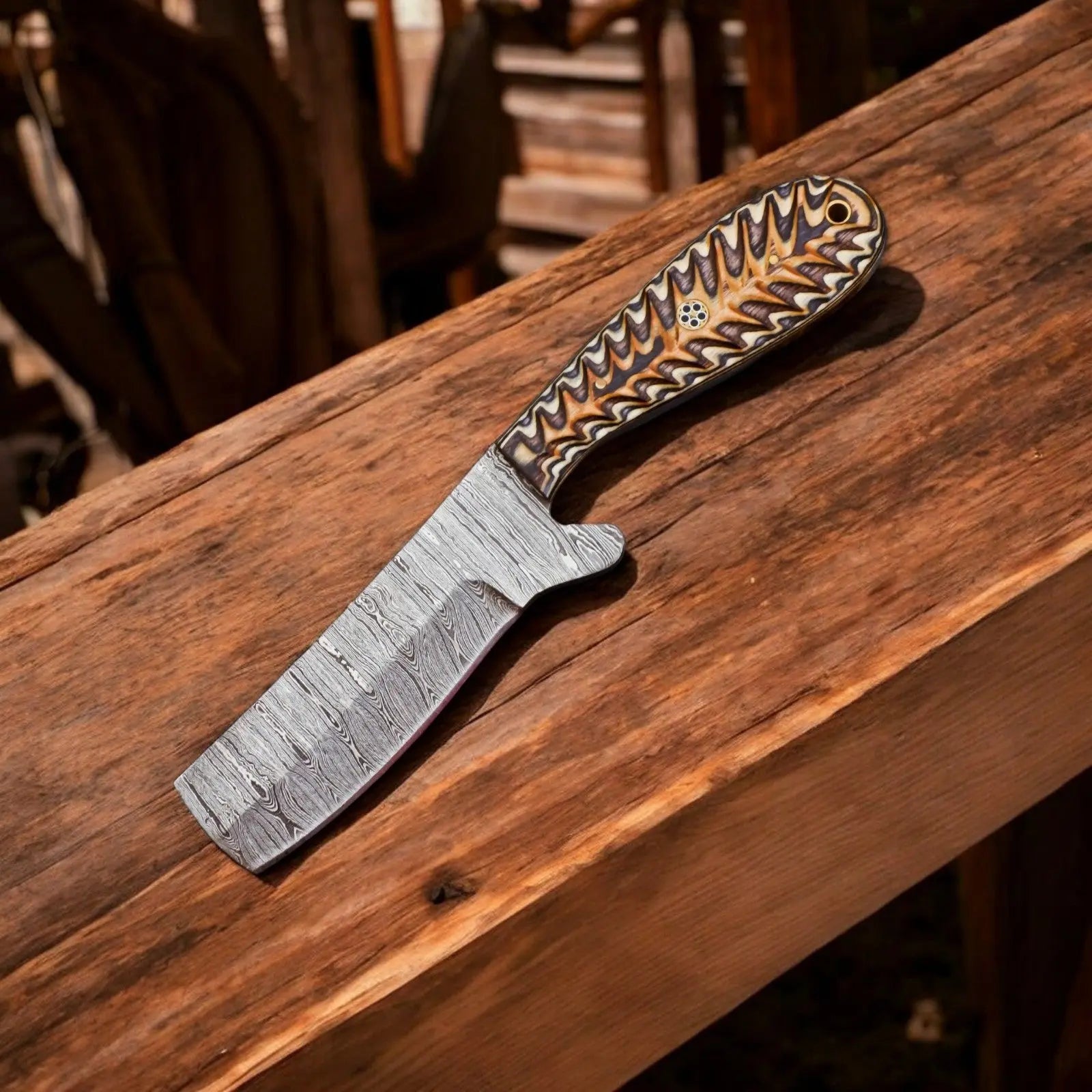 Custom Handmade Bull Cutter Knife | High Carbon Steel Damascus Knife Store