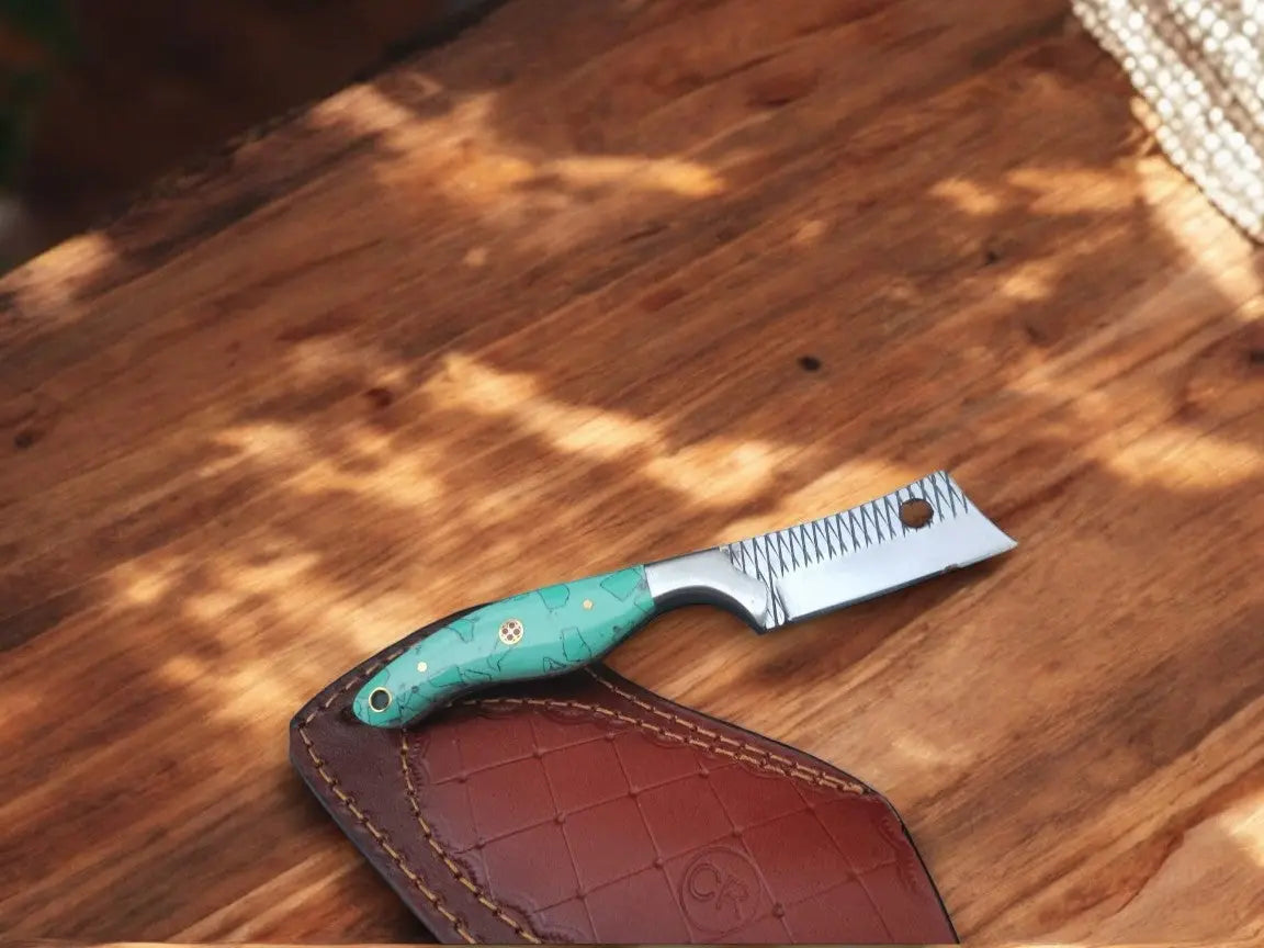 Custom Handmade Bull Cutter Knife – RUSP Steel Blade by Damascus Knife Store, Damascus knife main product photo