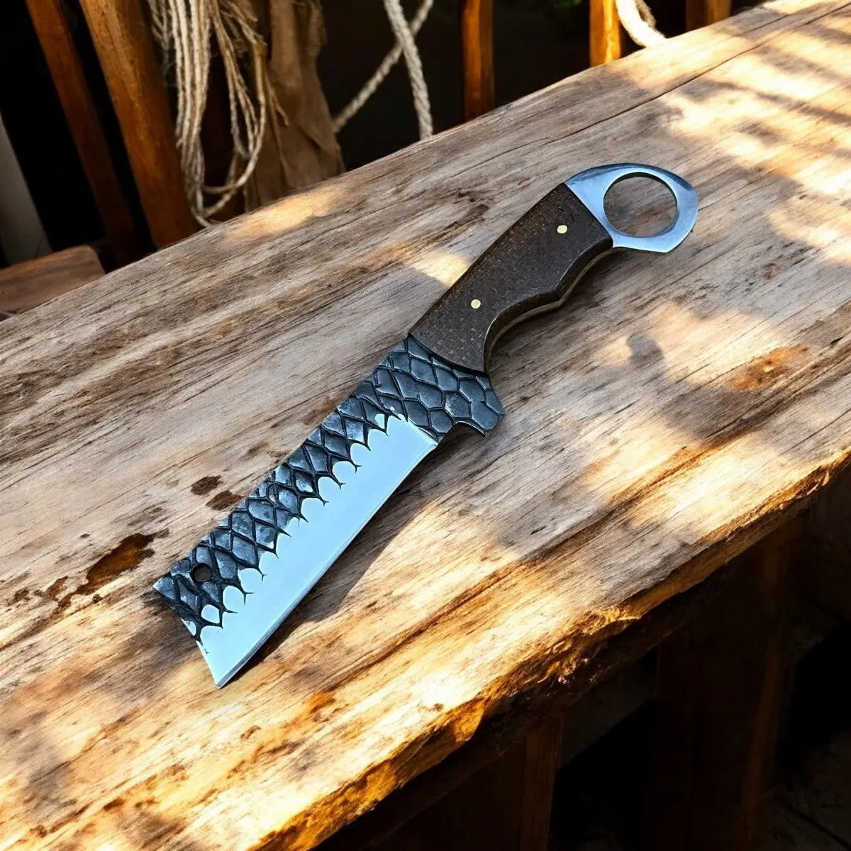 Custom Handmade Bull Cutter Knife – Rasp Tool Steel Blade Damascus Knife Store