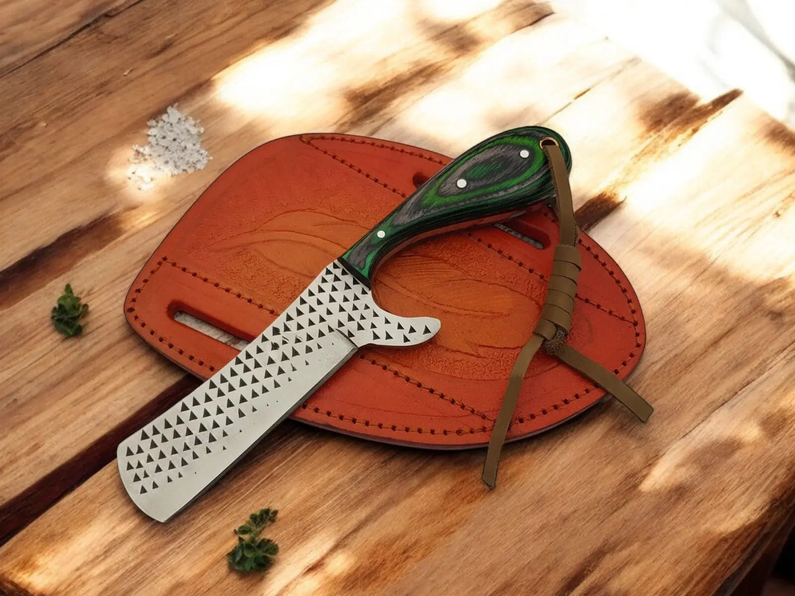 Custom Handmade Bull Cutter Knife – Rasp Tool Steel Blade by Damascus Knife Store, Damascus knife main product photo