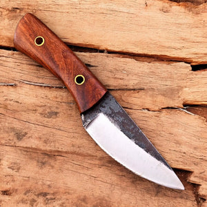 Custom Handmade Carbon Steel Skinning Knife – Rosewood Handle Damascus Knife Store