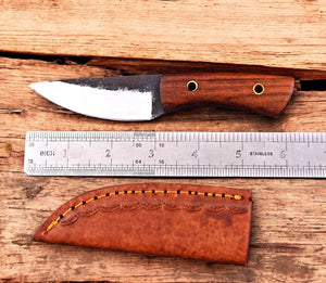 Custom Handmade Carbon Steel Skinning Knife – Rosewood Handle Damascus Knife Store