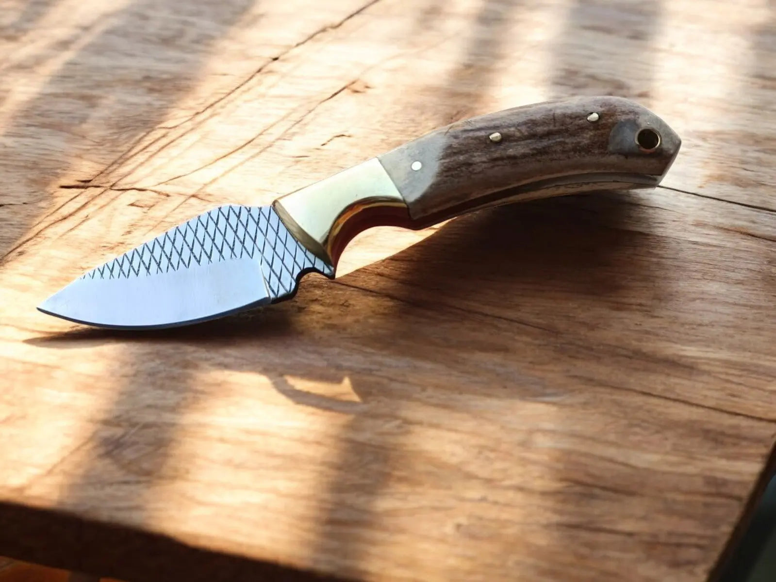 Custom Handmade Cowboy Knife with Antler Bone Handle by Damascus Knife Store, Damascus knife main product photo