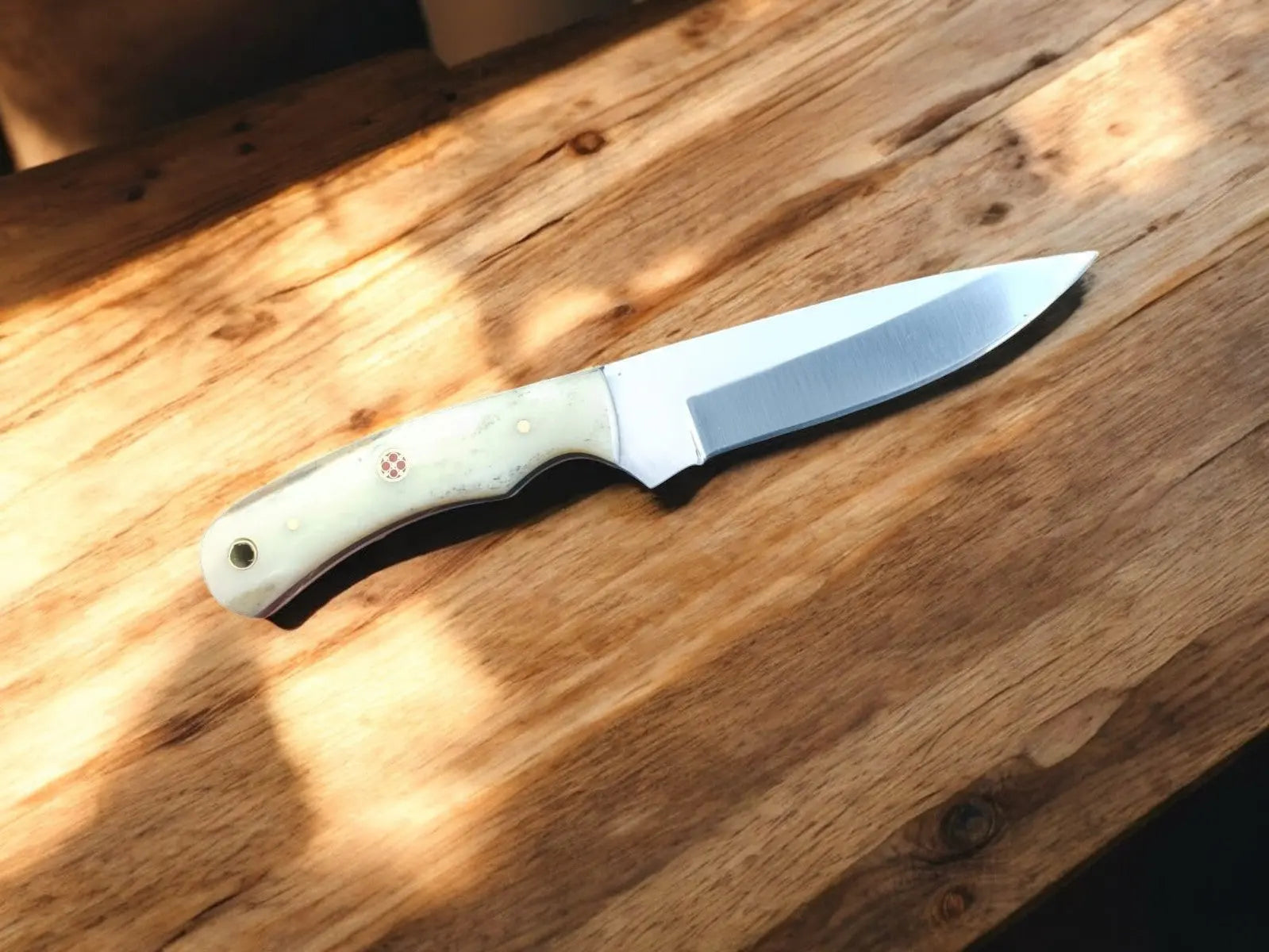 Custom Handmade Cowboy Knife with Bone Handle – 8.25" Damascus Knife Store