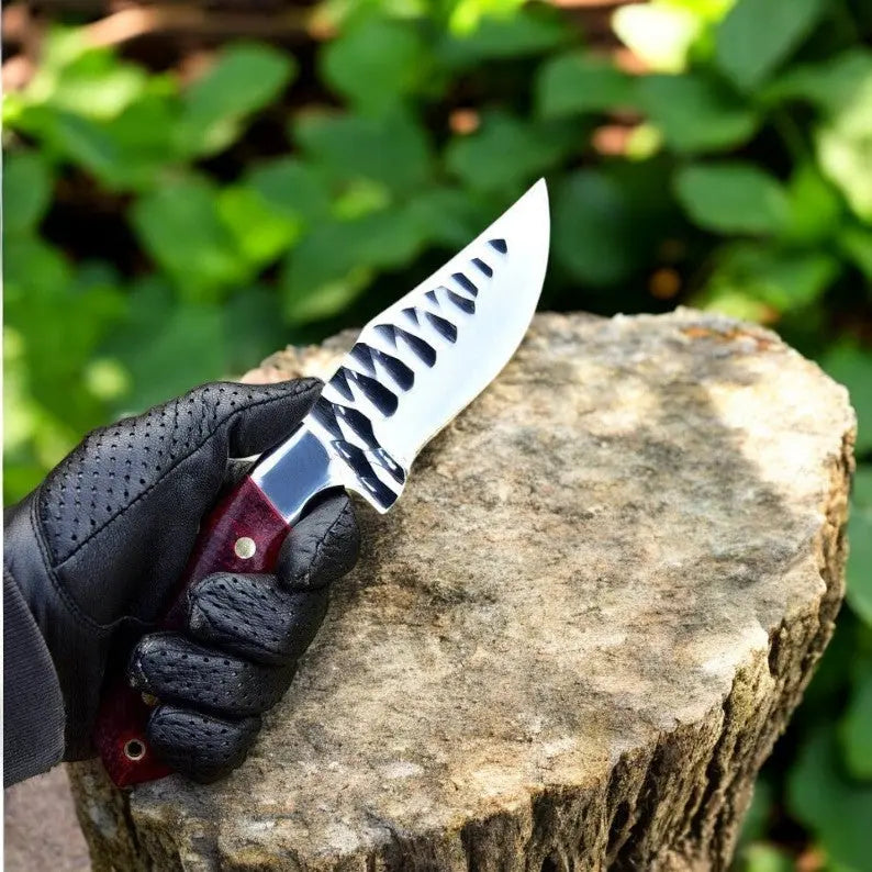 Custom Handmade D2 Steel Skinning Knife - 7.5" Micarta Handle by Damascus Knife Store, Damascus knife detail photo 2