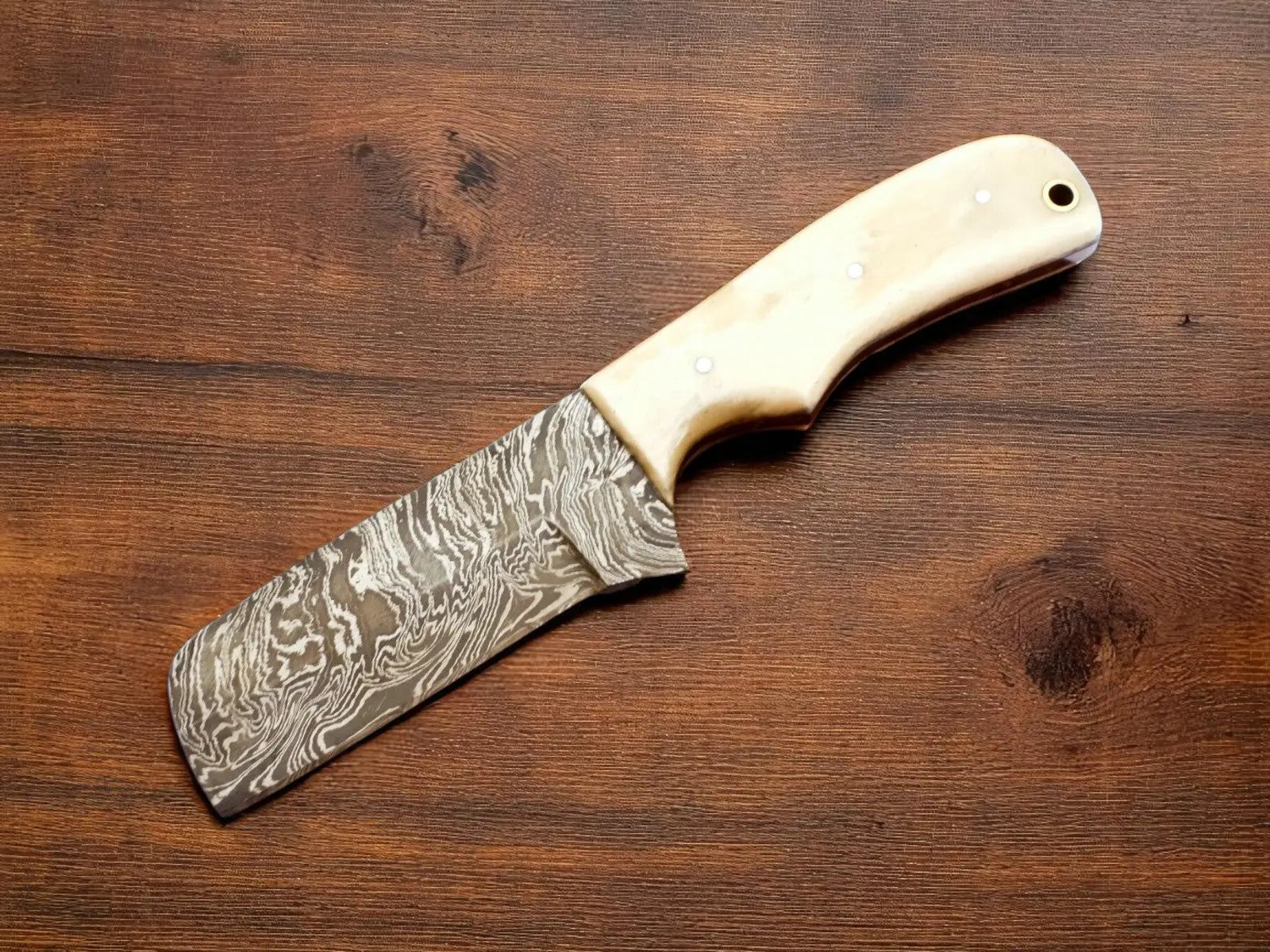 Custom Handmade Damascus Bull Cutter Knife 8" by Damascus Knife Store, Damascus knife main product photo