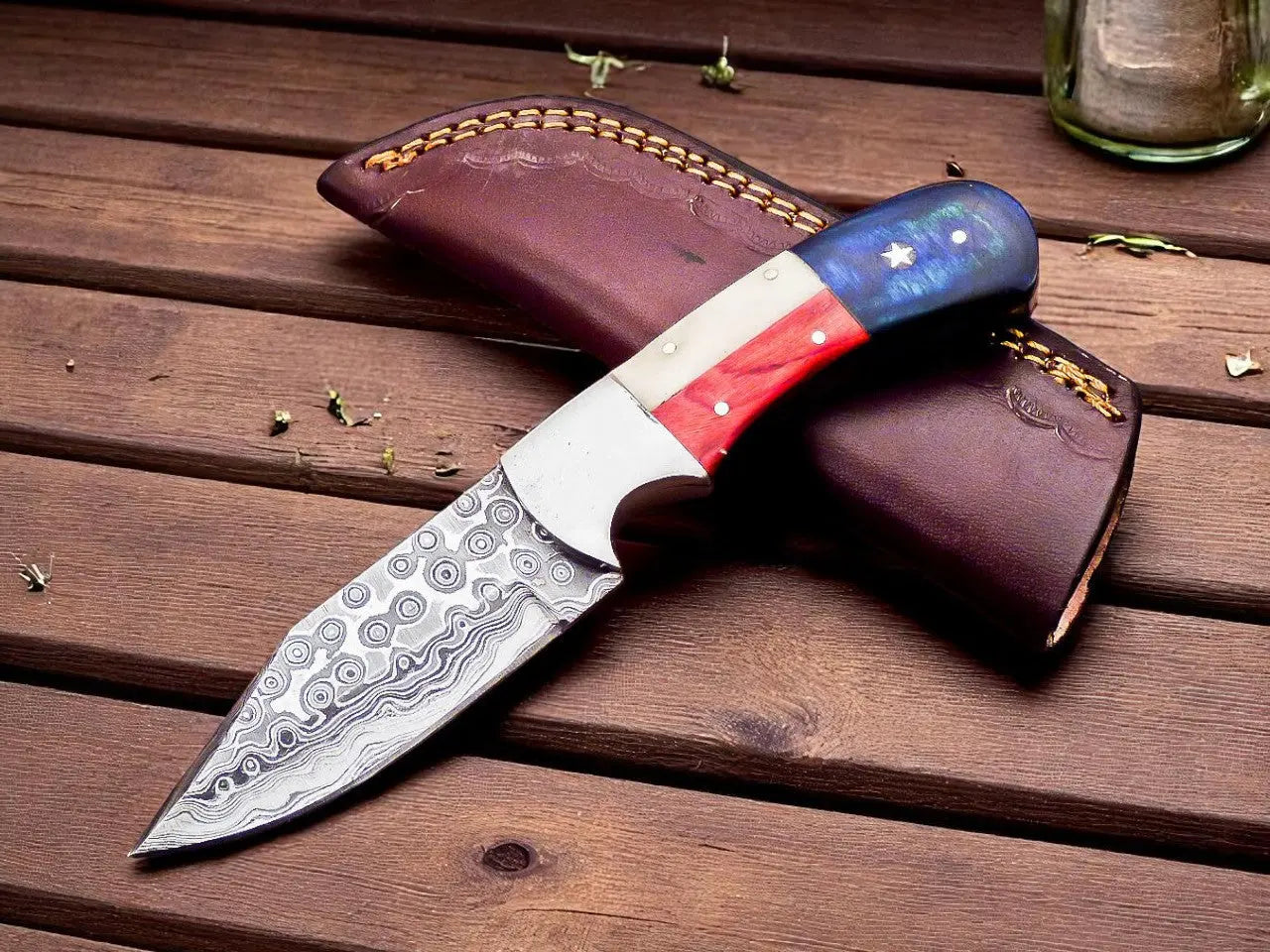 Custom Handmade Damascus Hunting Knife 6.25" by Damascus Knife Store, Damascus knife main product photo