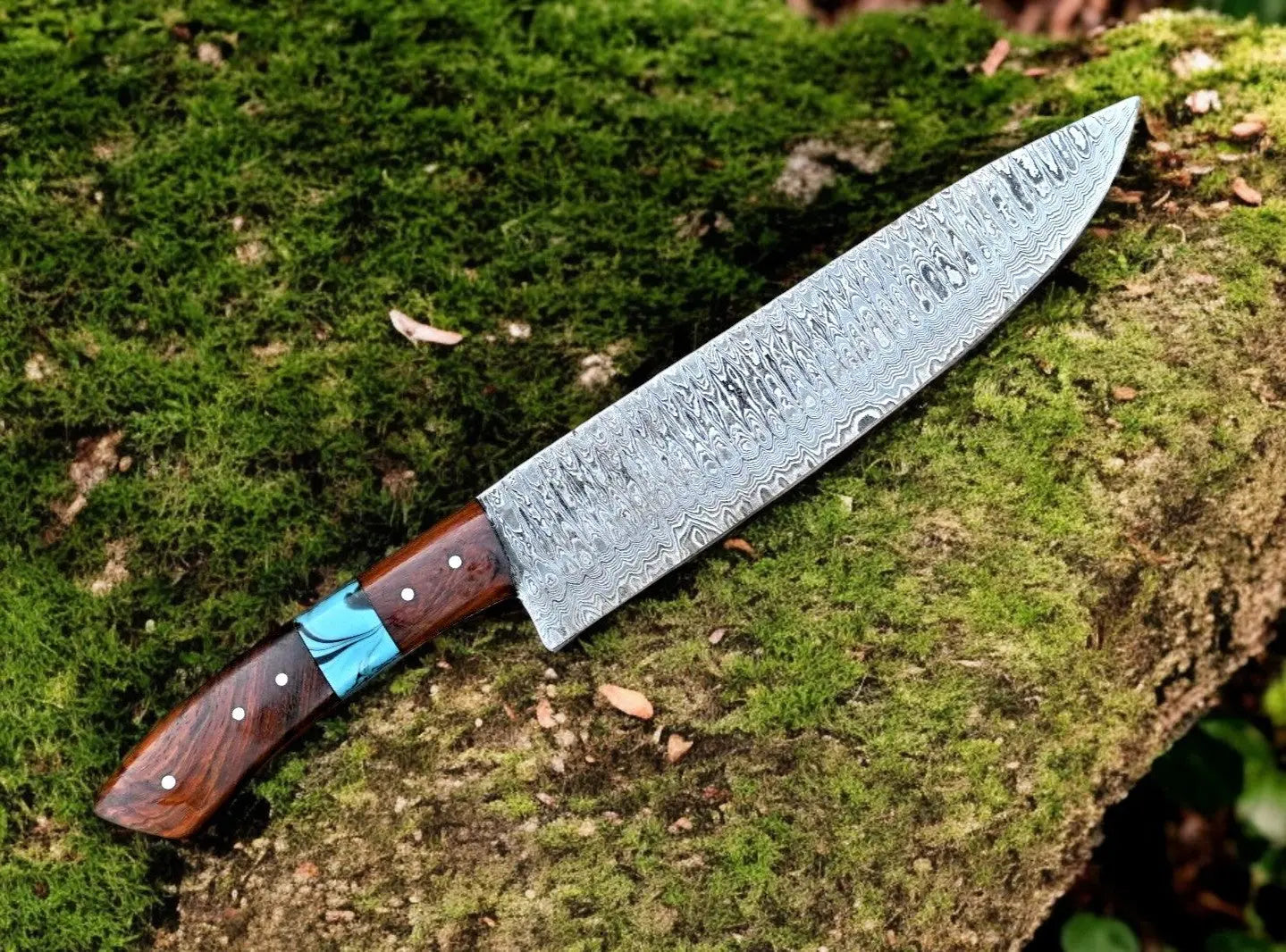 Custom Handmade Damascus Hunting Knife – 13" with Rosewood Handle by Damascus Knife Store, Damascus knife main product photo