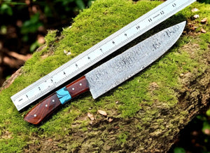 Custom Handmade Damascus Hunting Knife – 13" with Rosewood Handle by Damascus Knife Store, Damascus knife detail photo 3
