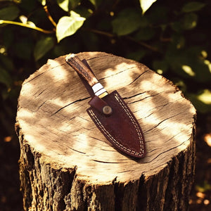 Custom Handmade Damascus Hunting Knife – 8" with Antler Handle Damascus Knife Store