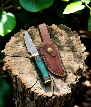 Custom Handmade Damascus Hunting Knife – 8" with Sheath Damascus Knife Store