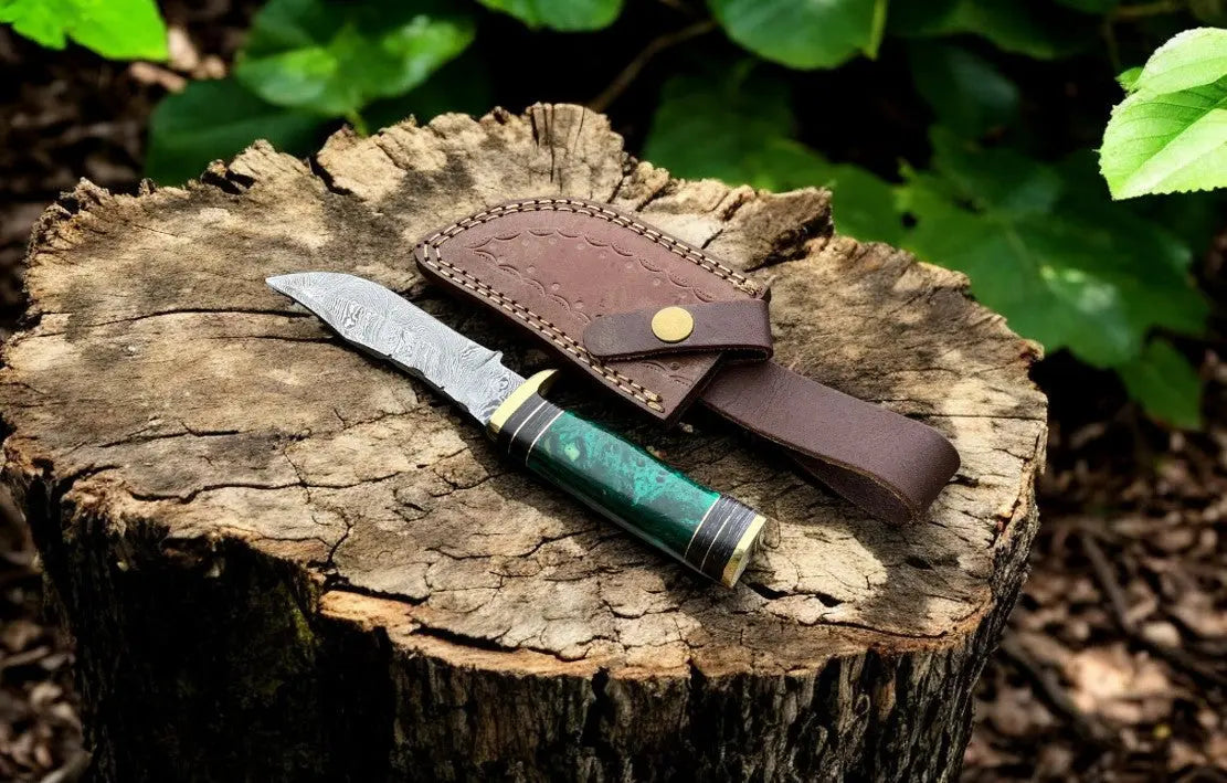 Custom Handmade Damascus Hunting Knife – 8" with Sheath Damascus Knife Store