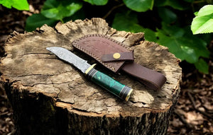 Custom Handmade Damascus Hunting Knife – 8" with Sheath Damascus Knife Store
