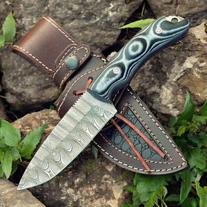 Custom Handmade Damascus Hunting Knife – 9" with Micarta Handle Damascus Knife Store