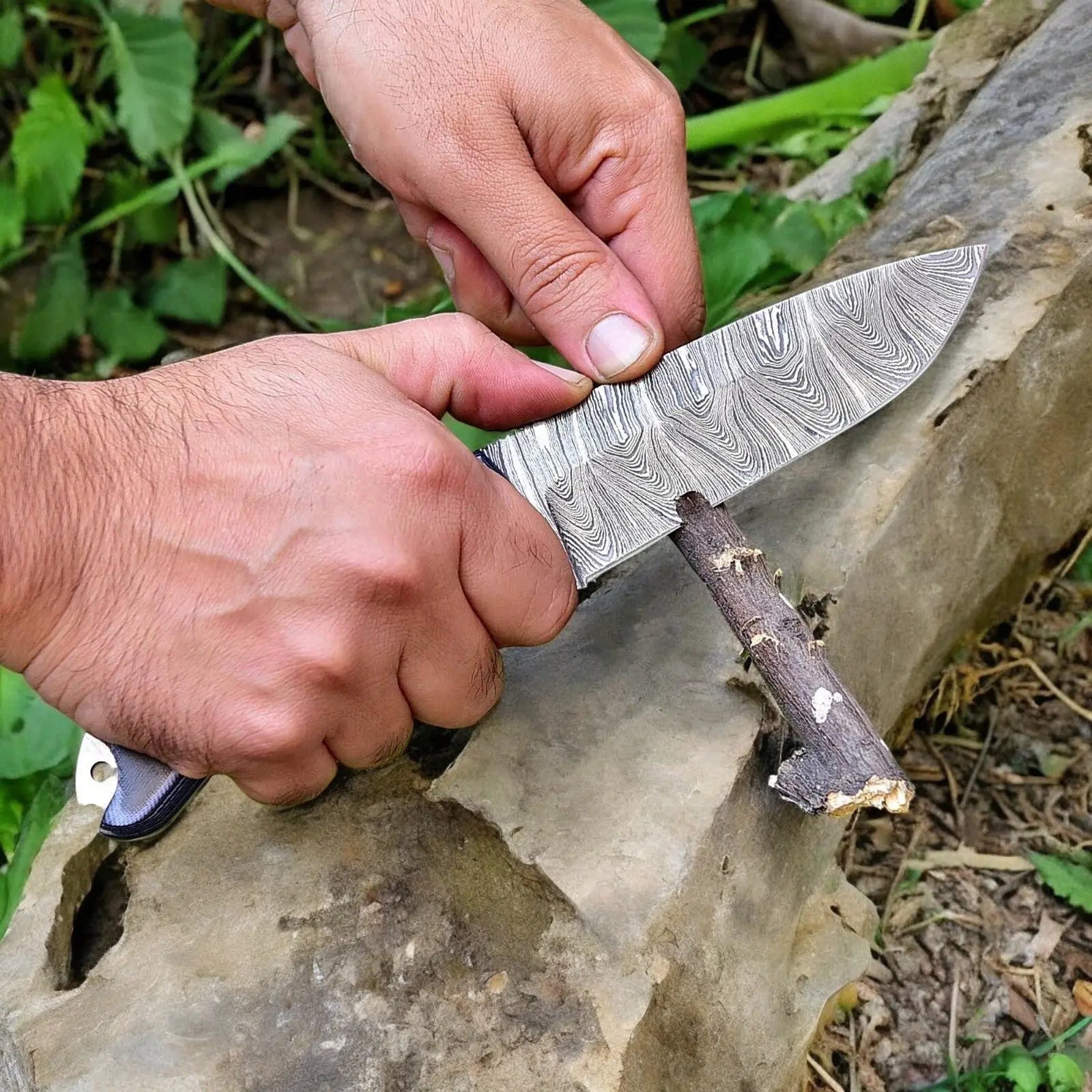 Custom Handmade Damascus Hunting Knife – 9" with Micarta Handle Damascus Knife Store