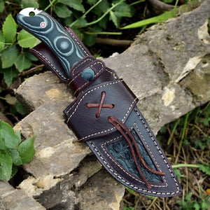 Custom Handmade Damascus Hunting Knife – 9" with Micarta Handle Damascus Knife Store