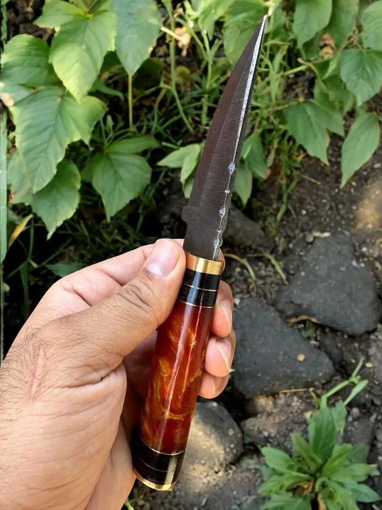Custom Handmade Damascus Hunting Knife – Epoxy Resin Handle Damascus Knife Store