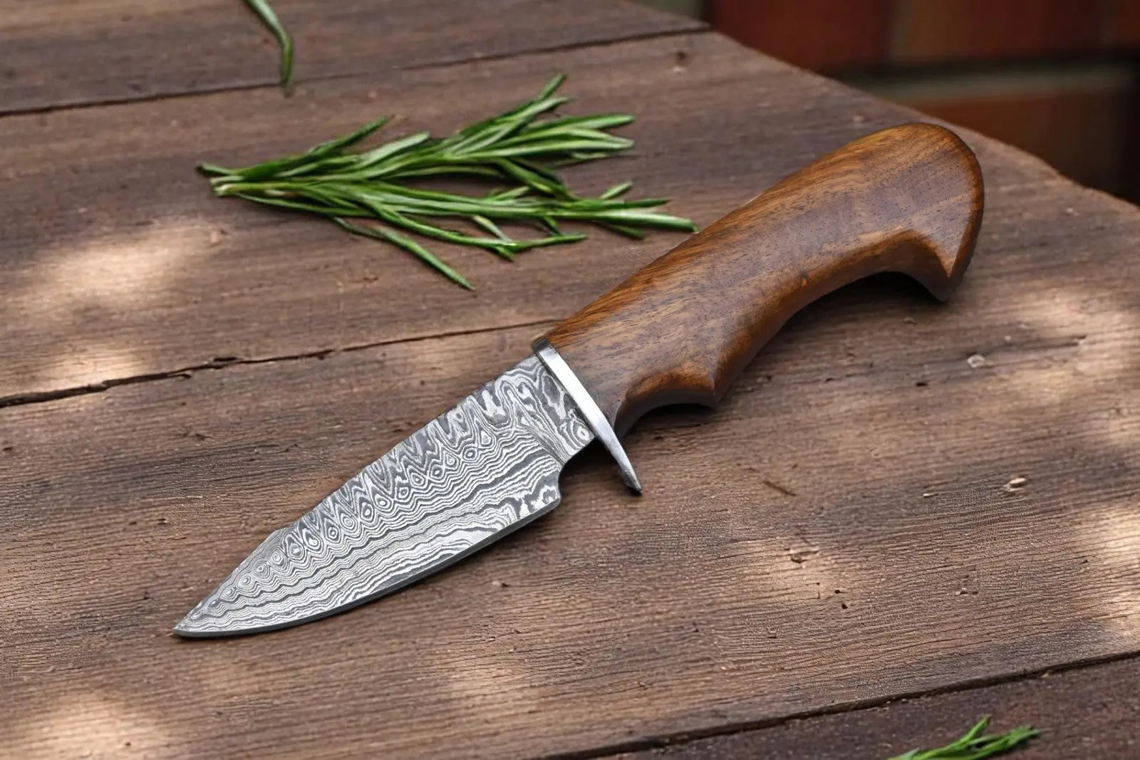 Custom Handmade Damascus Hunting Knife | Rosewood Handle by Damascus Knife Store, Damascus knife main product photo
