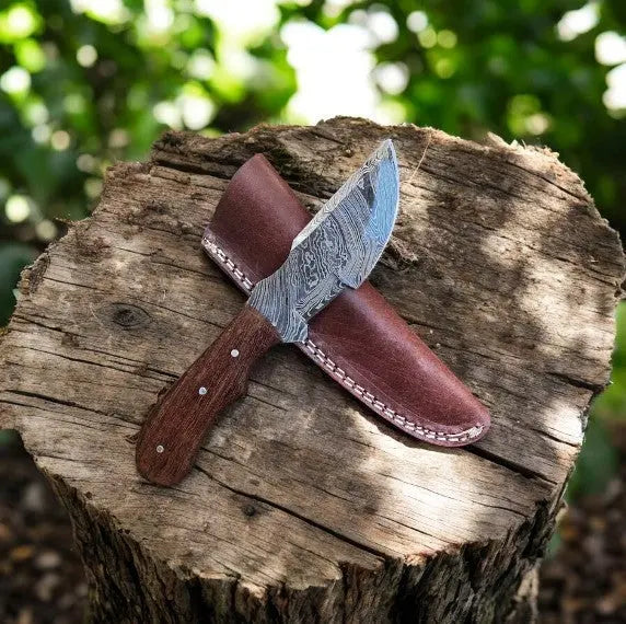 Custom Handmade Damascus Hunting Knife with Rosewood Handle Damascus Knife Store