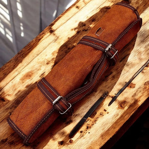 Custom Handmade Damascus Kitchen Knives Set – Leather Roll Damascus Knife Store