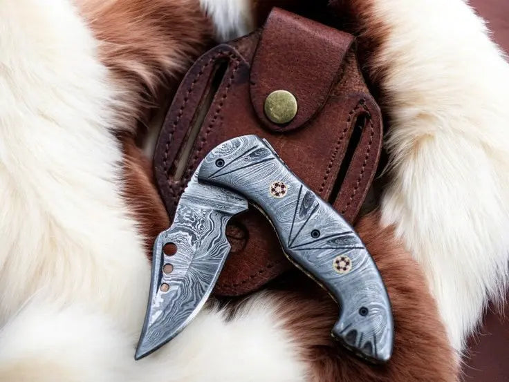 Custom Handmade Damascus Pocket Knife – 3" Blade Damascus Knife Store