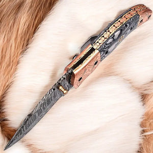 Custom Handmade Damascus Pocket Knife – Epoxy Resin Handle Damascus Knife Store