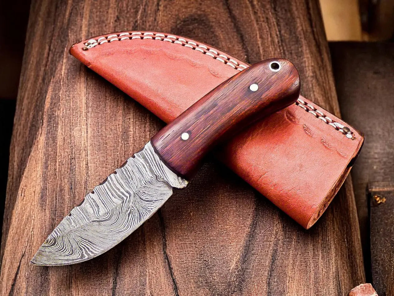Custom Handmade Damascus Skinning Knife – 6.25" Damascus Knife Store