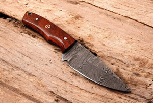 Custom Handmade Damascus Skinning Knife with Wood Handle Damascus Knife Store