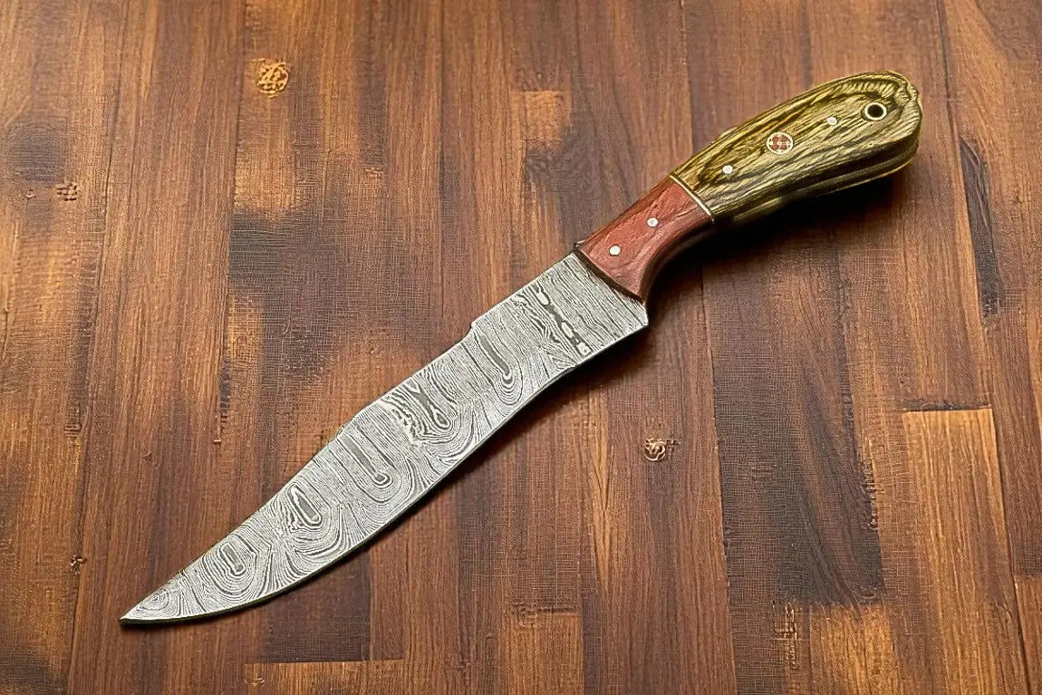 Custom Handmade Damascus Steel Hunting Knife – 10" Length by Damascus Knife Store, Damascus knife main product photo