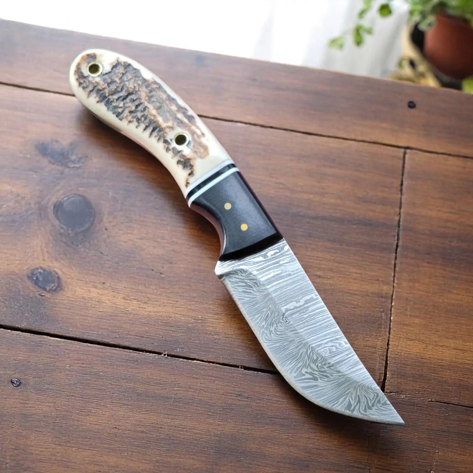 Custom Handmade Damascus Steel Hunting Knife – 7.75" by Damascus Knife Store, Damascus knife main product photo