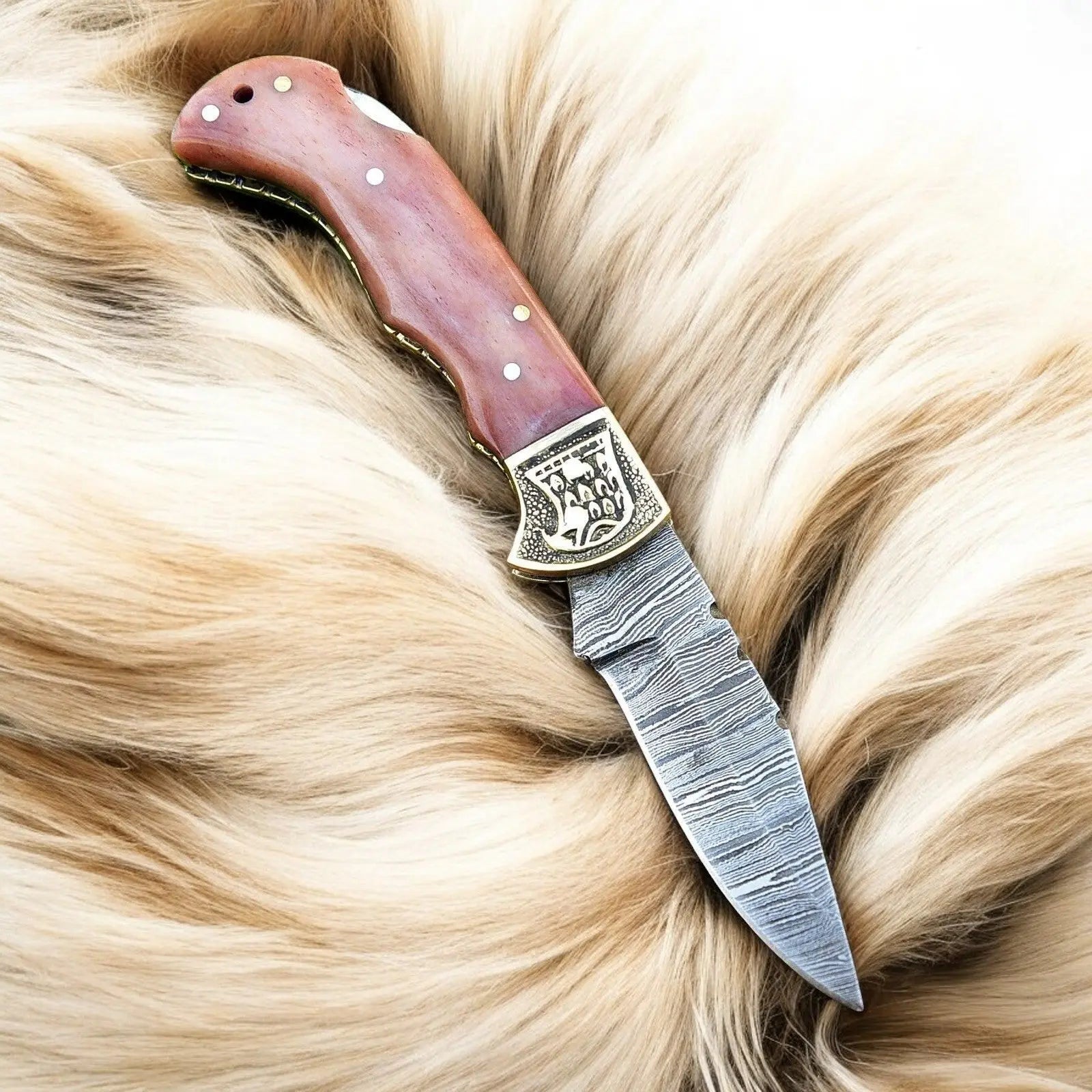 Custom Handmade Damascus Steel Pocket Clip Knife - 3" Blade by Damascus Knife Store, Damascus knife main product photo