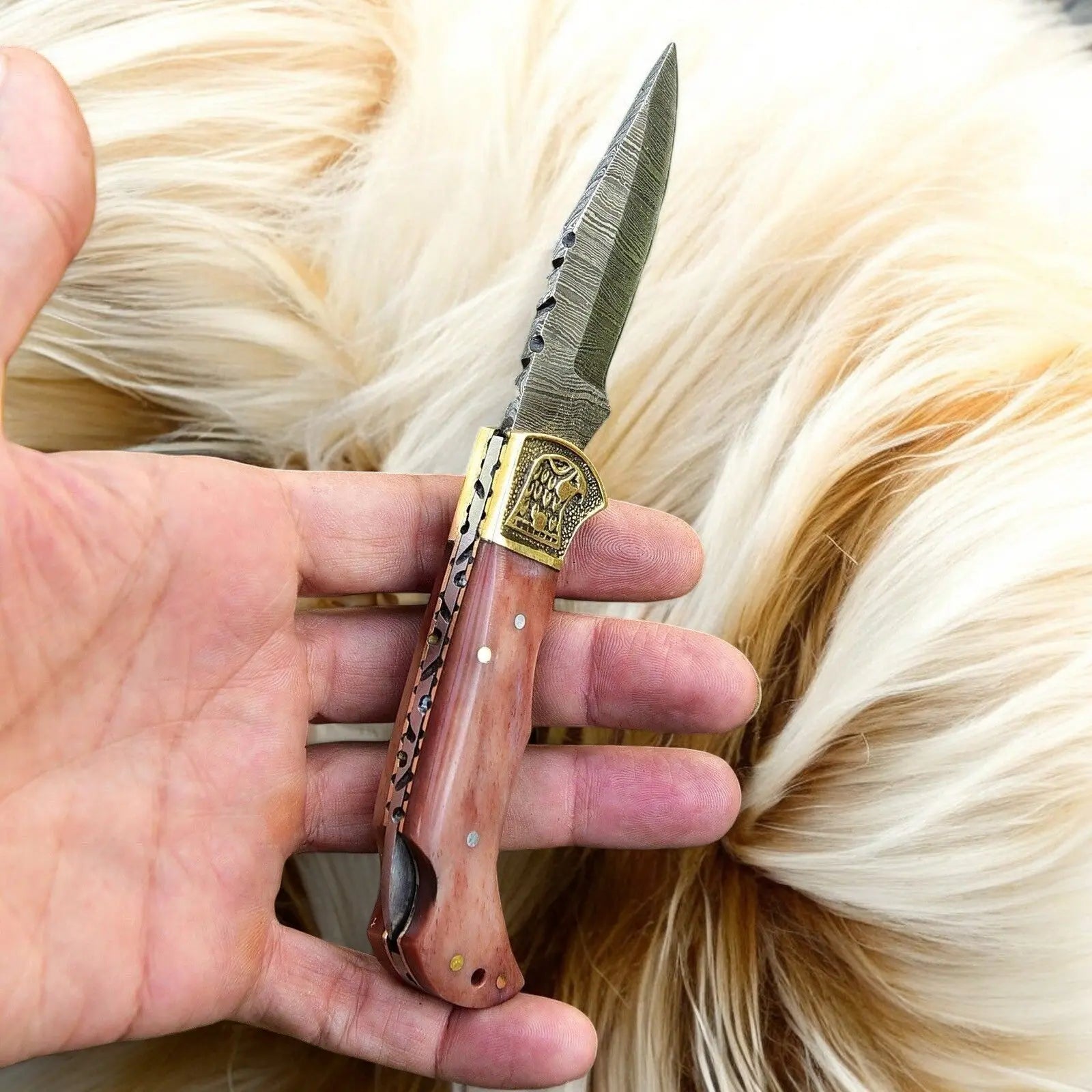 Custom Handmade Damascus Steel Pocket Clip Knife - 3" Blade by Damascus Knife Store, Damascus knife detail photo 2