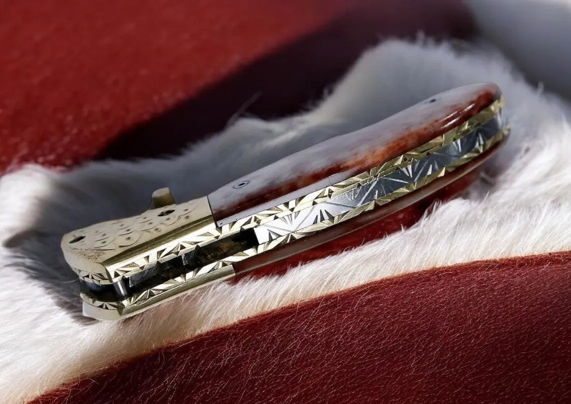 Custom Handmade Damascus Steel Pocket Knife – 3" Blade Damascus Knife Store