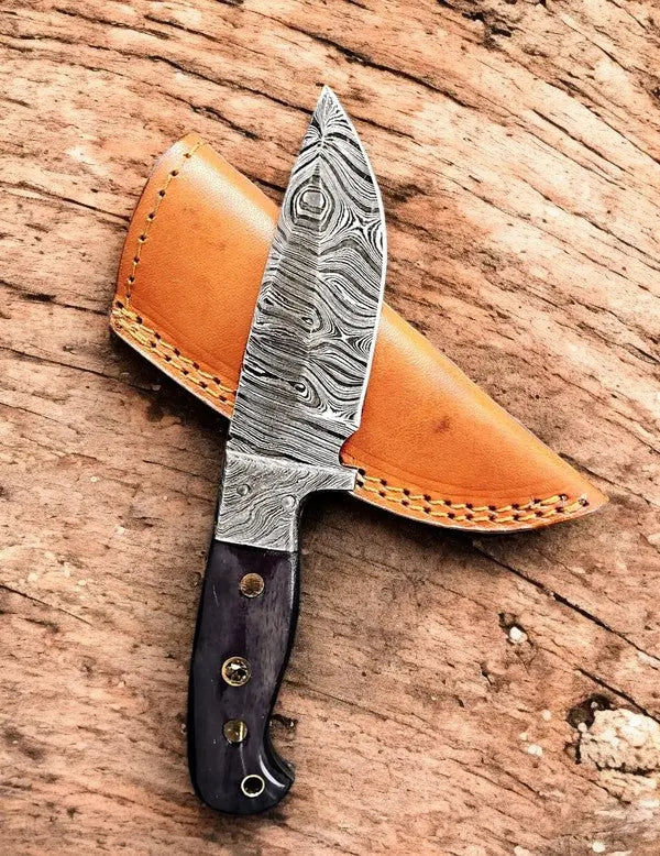 Custom Handmade Damascus Steel Skinning Knife – 8.25" Damascus Knife Store
