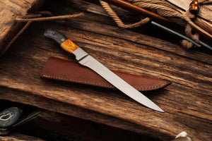 Custom Handmade Fillet Knife – 12.5" Stainless Steel Damascus Knife Store