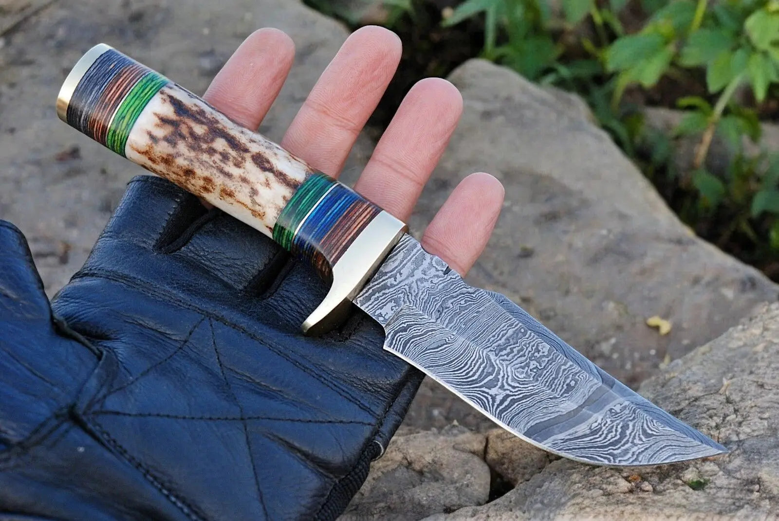 Custom Handmade Hunting Knife – Damascus Steel Blade by Damascus Knife Store, Damascus knife main product photo