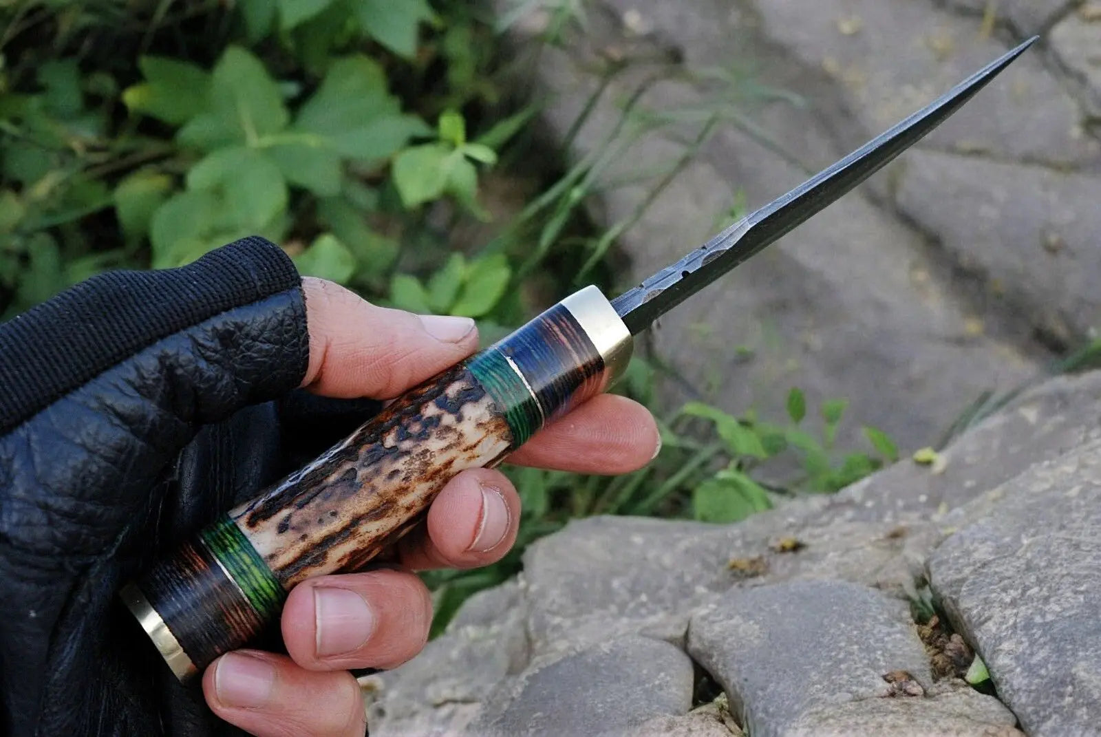 Custom Handmade Hunting Knife – Damascus Steel Blade by Damascus Knife Store, Damascus knife detail photo 2
